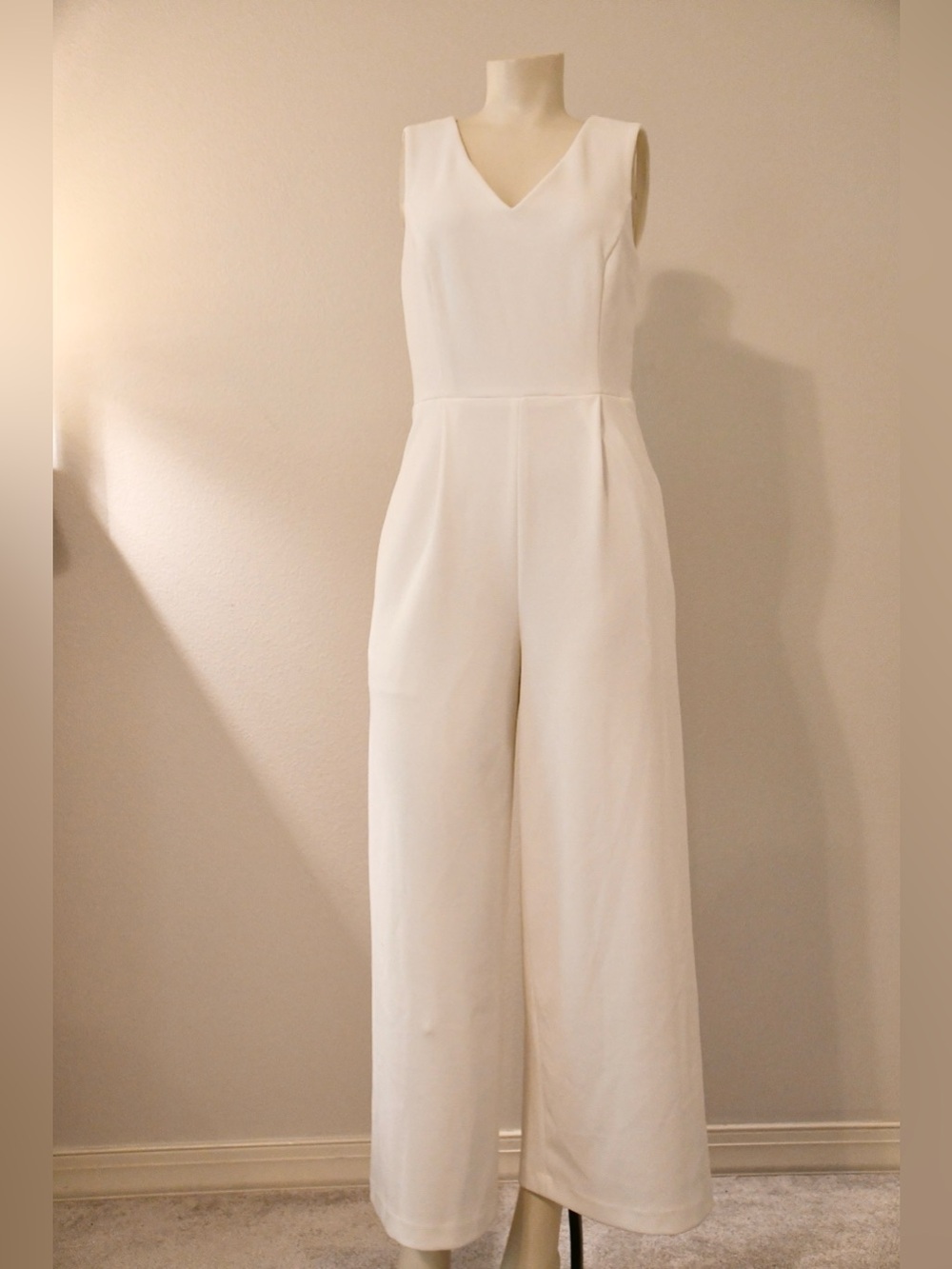 Calvin Klein white V-Neck Wide-Leg Jumpsuit 2